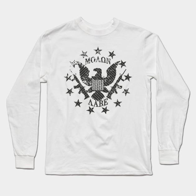 Molon Labe US Great Seal and Stars Carbon Print Long Sleeve T-Shirt by AStickyObsession